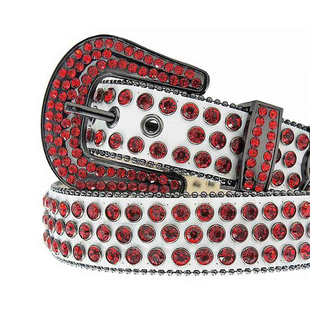 Rhinestones Leather Belt White Red Gray for wholesale on Faire1