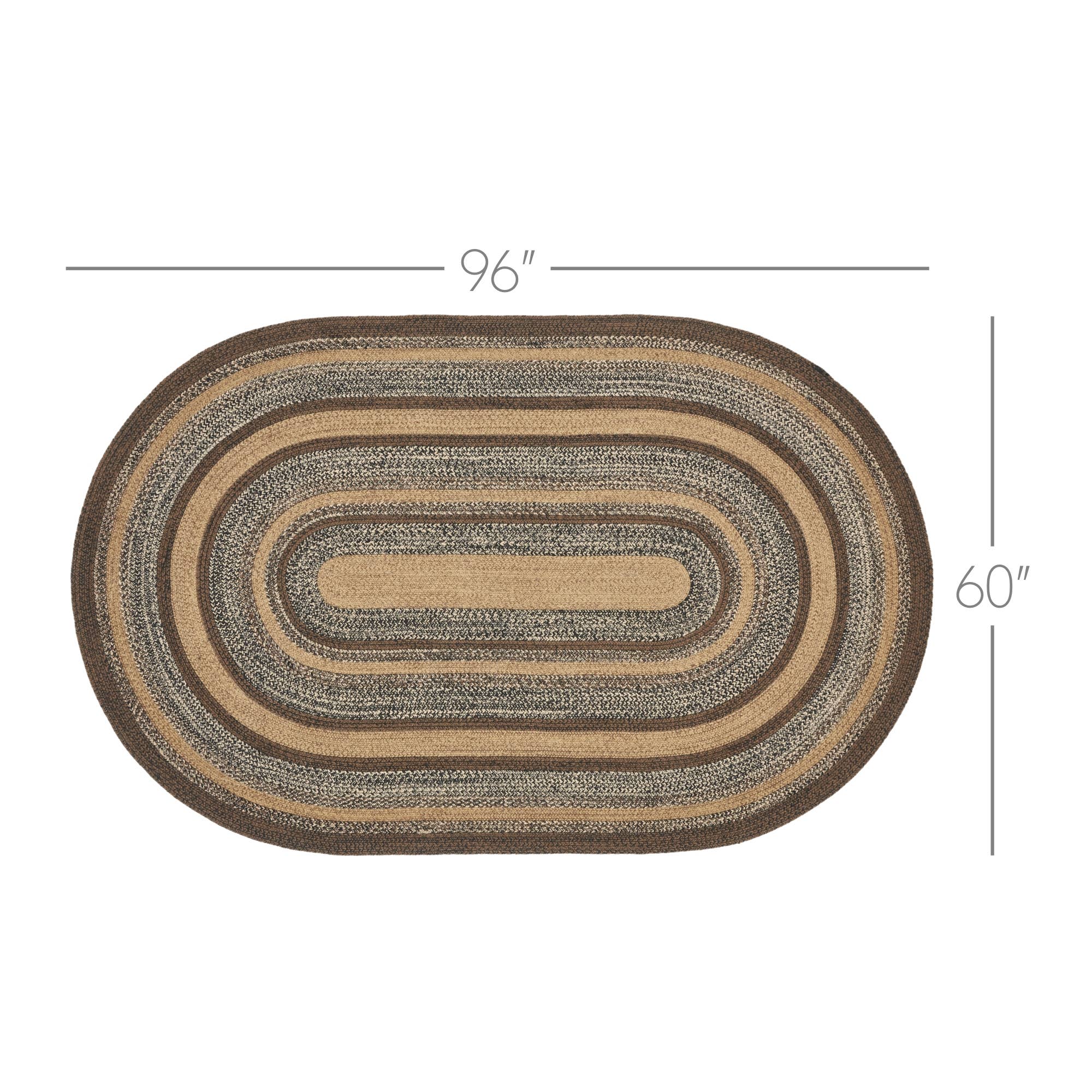 VHC Brands - Wholesale Area Rug - Espresso Jute Rug Oval w/ Pad 60x962