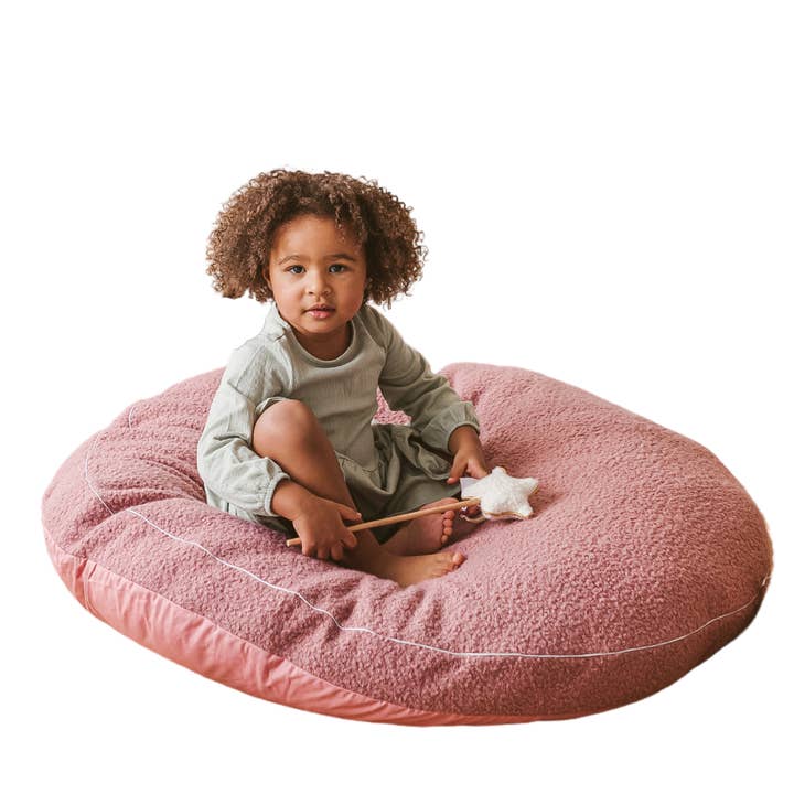 MINICAMP Boucle Fabric Kids Floor Cushion in Rose for wholesale by MINICAMP