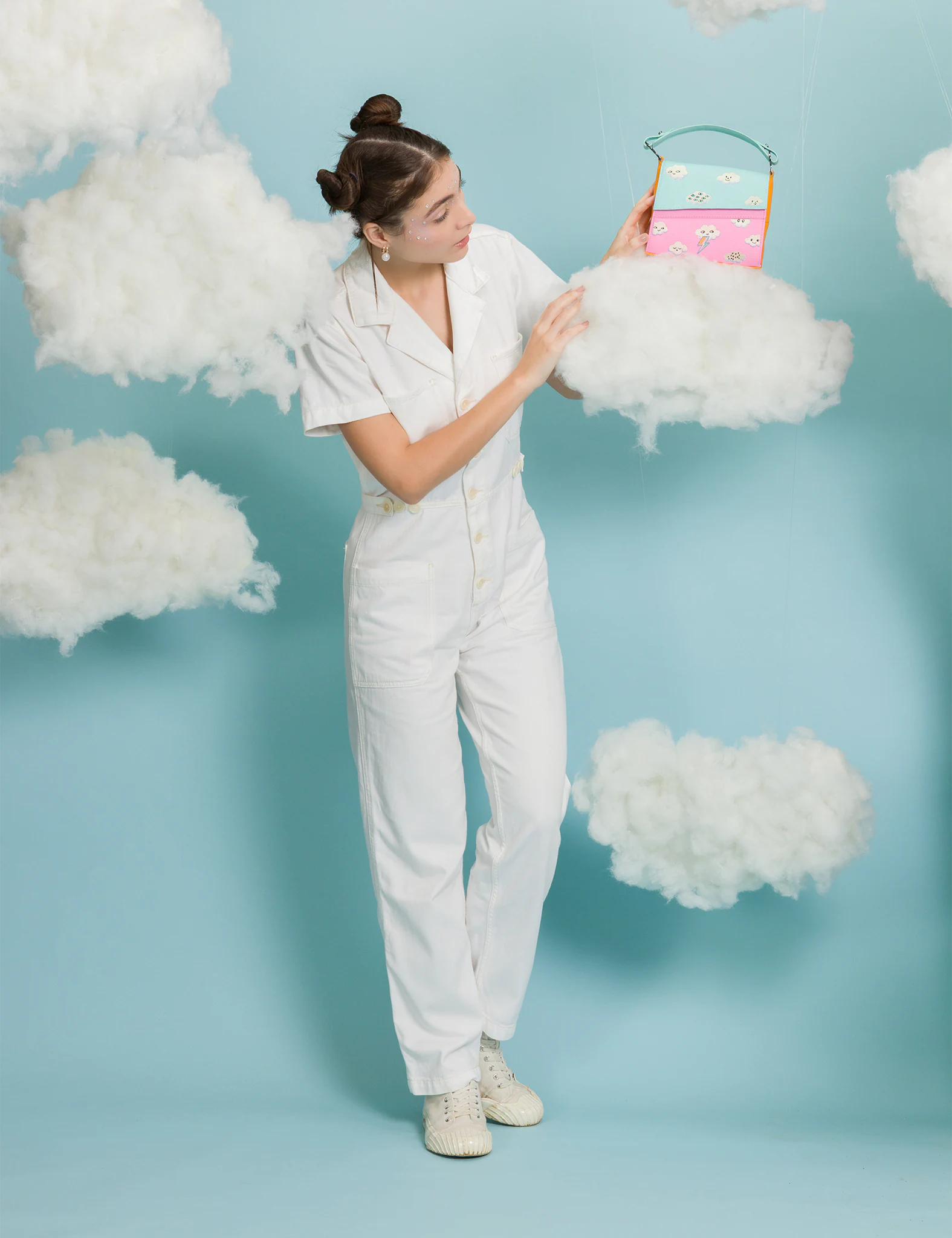 Min & Mon – Großhandel Umhängetasche - Damen – Anastasio Micro Umhängetasche Wasserballett Blau und Kaugummi Pink Leder - Happy Clouds Design7