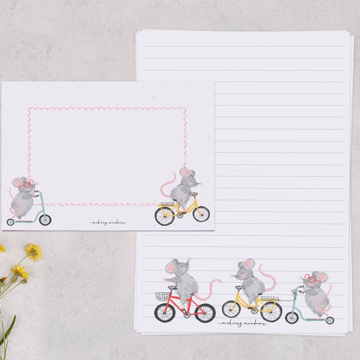 Pink Mouse A5 Skrivpapper och kuvertset för wholesale av Making Meadows Ltd