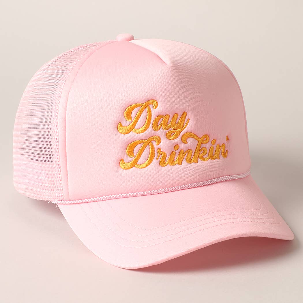 Fashion City - Wholesale Trucker Hat - Women's - Day Drinkin Texts Embroidery Mesh Back Trucker Hat17