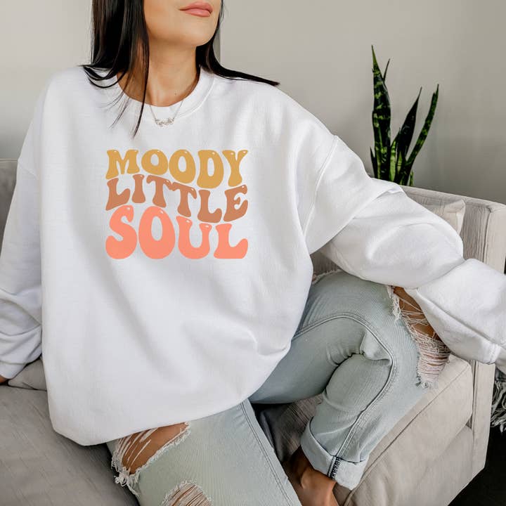 Little Moody Soul Retro Graphic Crewneck for wholesale by Cutesey Tee's