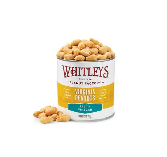 Whitley's Peanut Factory - Wholesale Nuts - 5.5 oz. Tins Salt & Vinegar Virginia Peanuts
