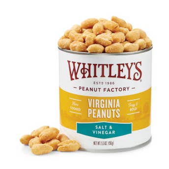 Whitley's Peanut Factory - Wholesale Nuts - 5.5 oz. Tins Salt & Vinegar Virginia Peanuts0