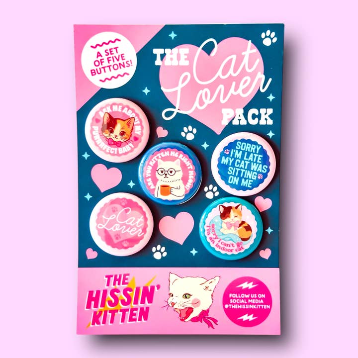 Le Pack Amoureux des Chats (Boutons ou Aimants !) (Copie) pour la vente par The Hissin' Kitten