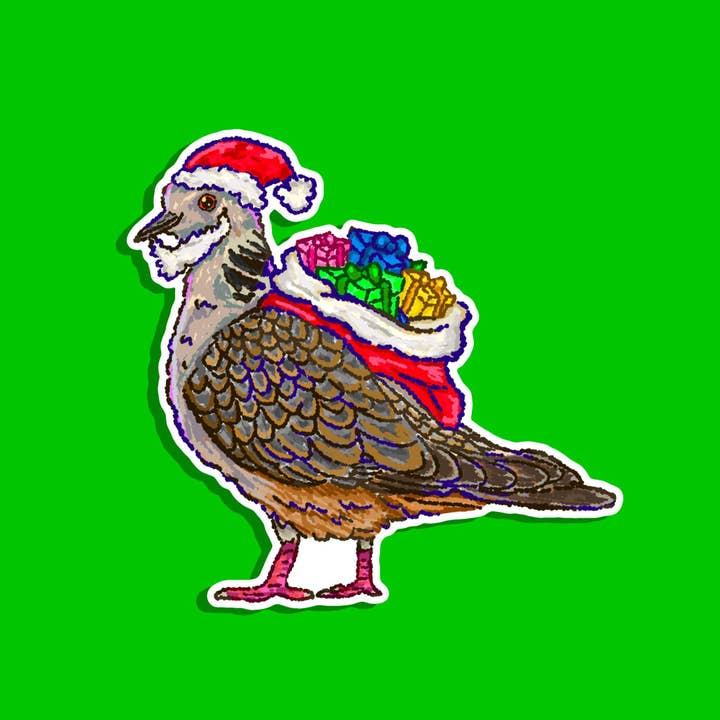 Merry Christmas Turtle Dove Xmas Sticker 2.5 for wholesale by contemporarycaroline