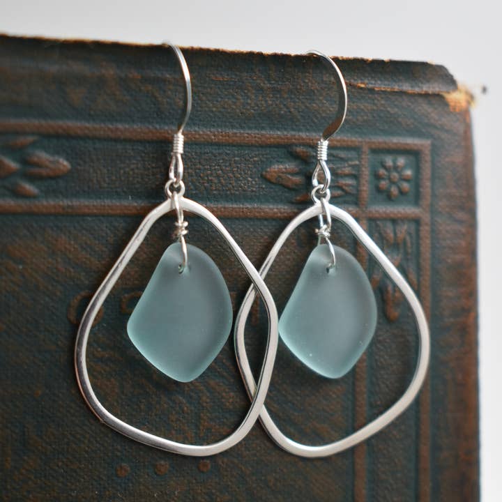 Organic Eco Glass Earrings – Recycled Glass, .925 Silver, for wholesale by Whitelotus Design