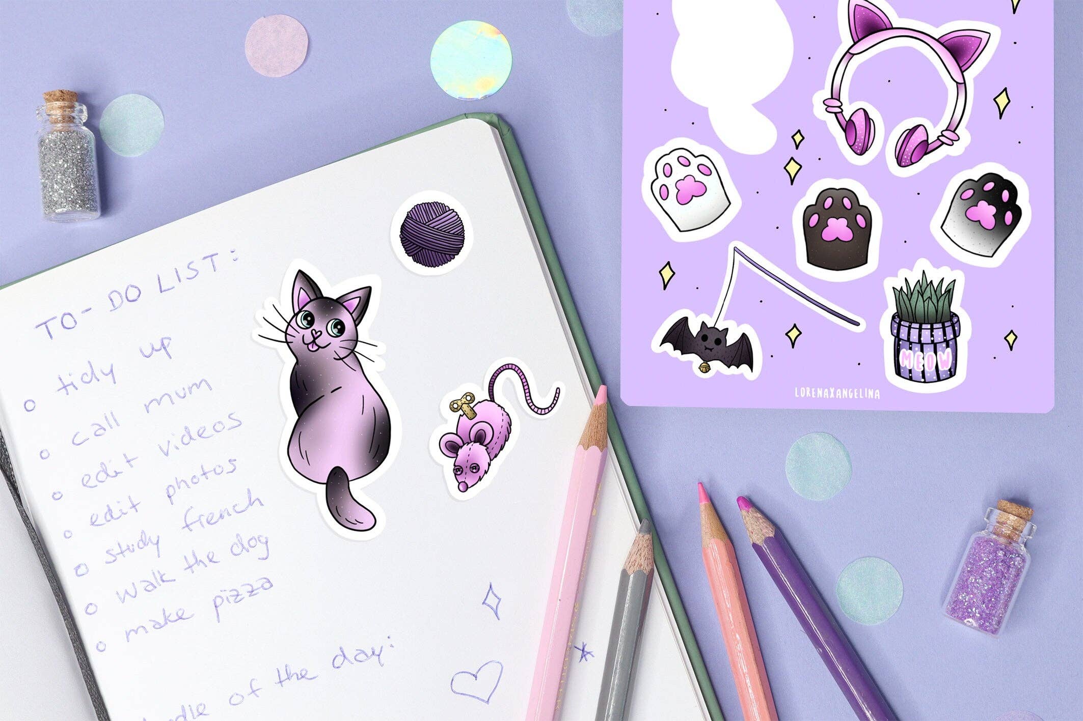 LorenaxAngelina - Wholesale Sticker - Crazy Cat Lady sticker sheet1