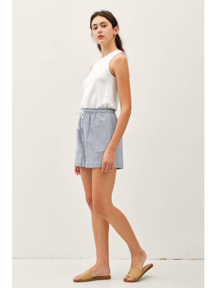 Be Cool - Wholesale Shorts - Women's - LINEN BLEND PINSTRIPE SHORTS