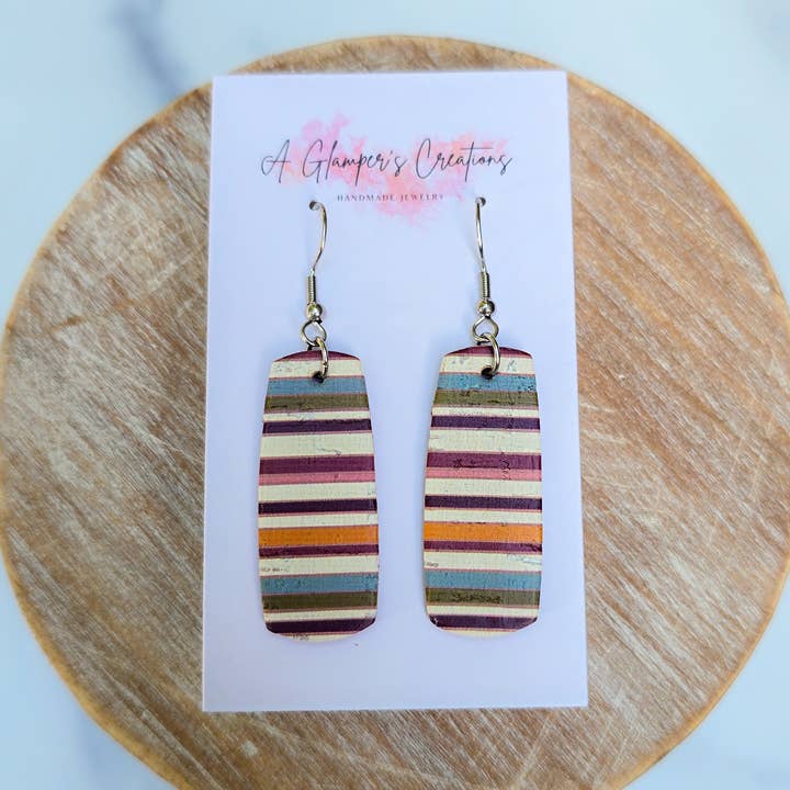 Brincos de Couro Mini Bar com Riscas de Outono por atacado de A Glamper's Creations LLC