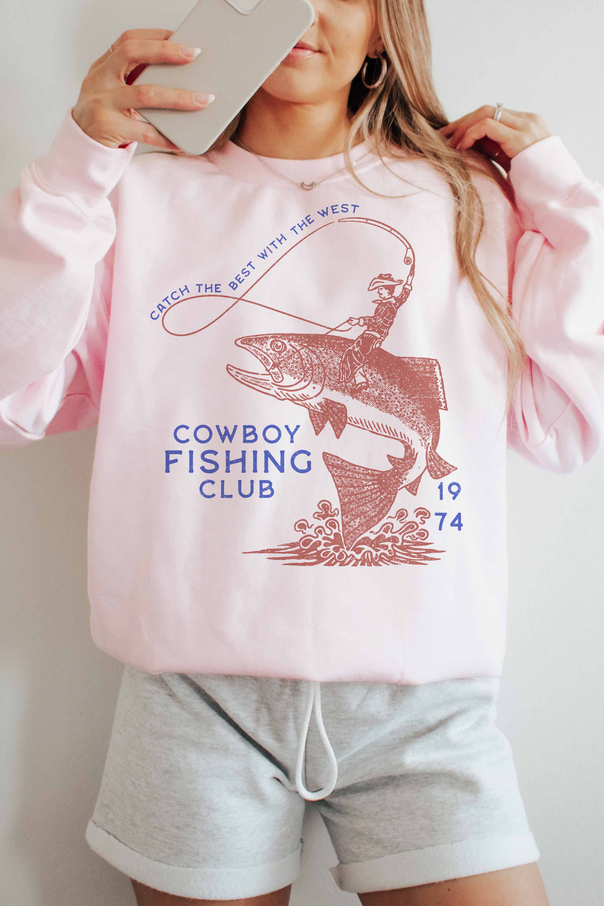 GOOD DAY STREET - Wholesale Graphic Sweatshirt - Women's - [G1990X-OSS]-COWBOY FISHING CLUB OVERSIZED SWEATSHIRTS1
