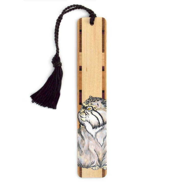 Marque-page en bois fait main Chat de Pallas pour la vente par Mitercraft