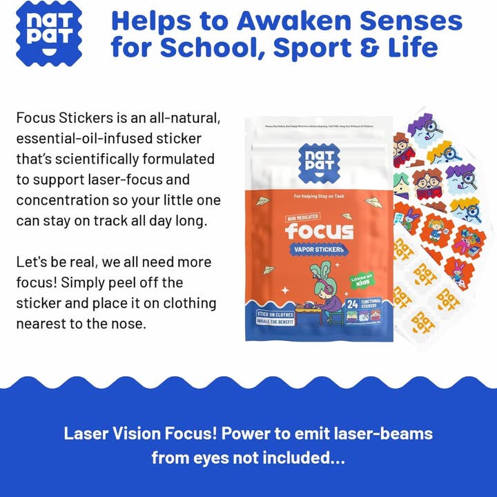 NATPAT - Wholesale Sticker – Child & baby - NATPAT Focus Stickers - Natural Focus, Energy & Clarity3
