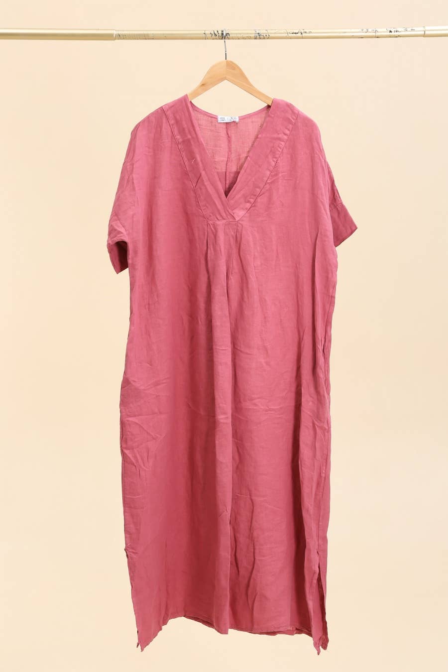 la maison des fibres naturelles - Wholesale Dress - Women's - Long dress v-neck 62733 100% linen33