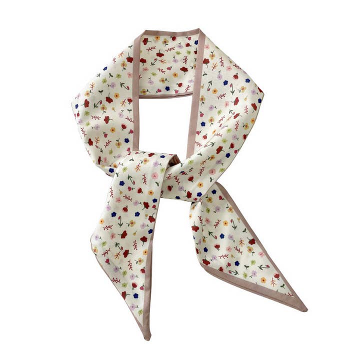 ACCITY - Wholesale Scarf - Women's - Neutral Long Twilly Scarf – Hair Tie & Neck Ribbon_CWASC07153