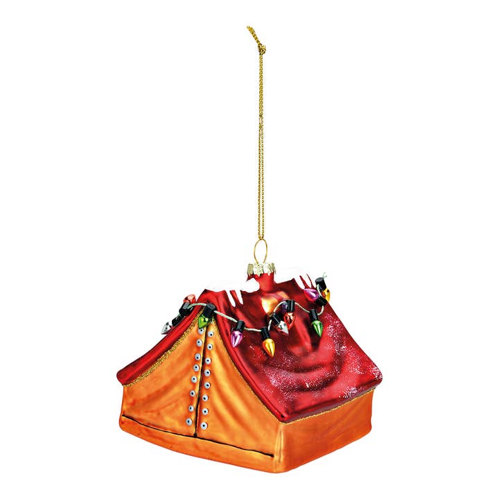 Wurm - Wholesale Christmas Decoration - Christmas Ornament Tent made of Glass, Orange/Red Ø8cm