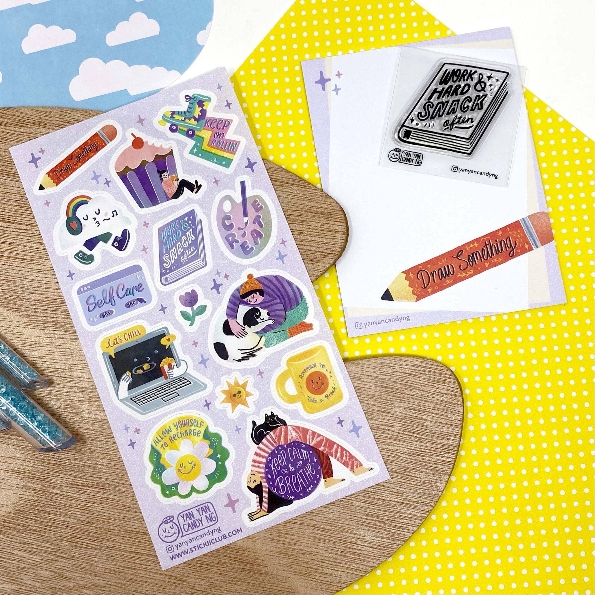 STICKII – wholesale Sticker – Work Hard & Snack Later Sticker Sheet1