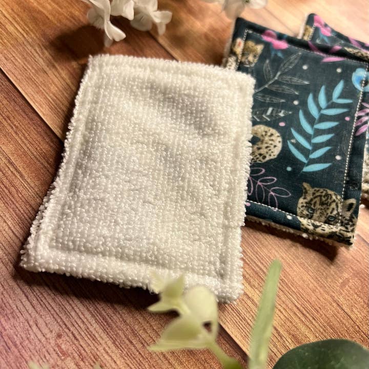 Snow Leopard Reusable Exfoliating Pads for wholesale by Tahlia Paige