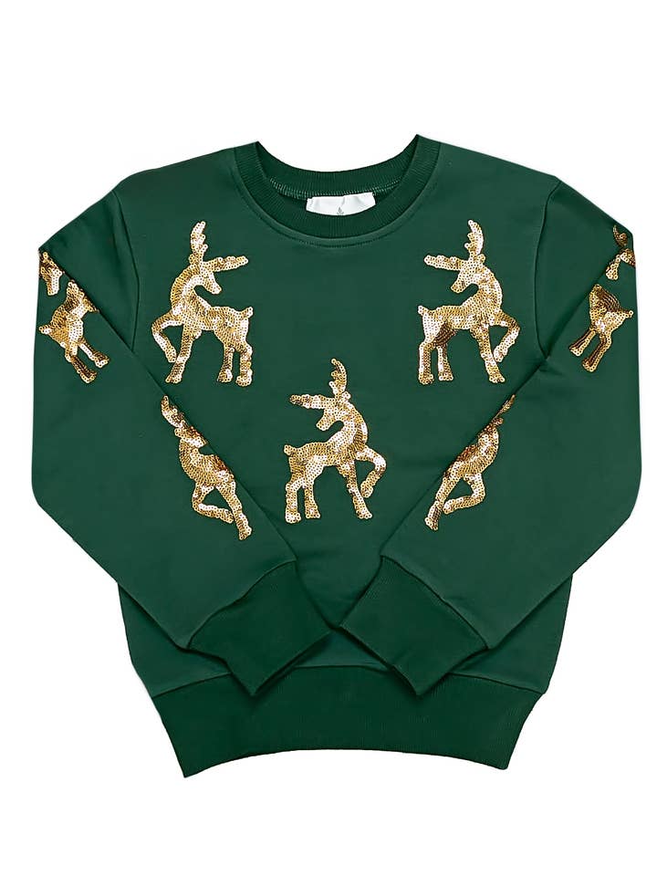 Green Reindeer Sweatshirt for wholesale by Belle Cher