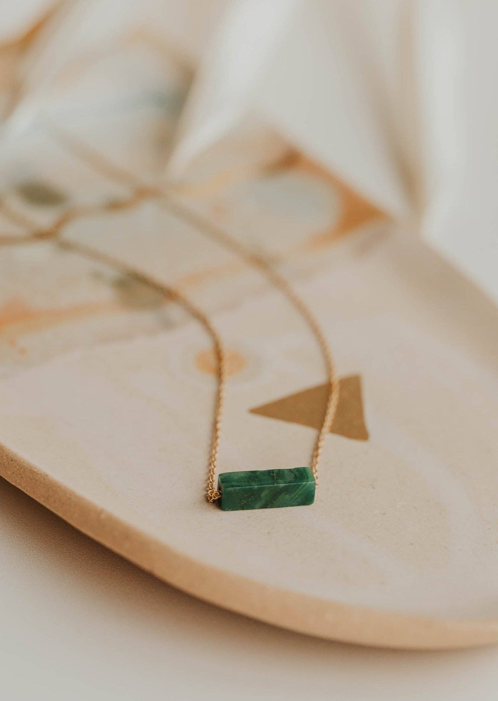 Hello Adorn - Wholesale Pendant/Charm Necklace - Moss Gemma Necklace | 14kt Gold Fill + Sterling Silver0