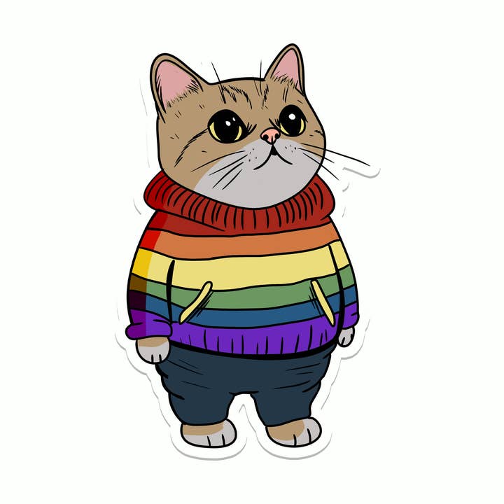Rebel and Siren Stickers - Wholesale Sticker - Rainbow Cat | Animal | Pet | Pride | Waterproof Sticker | 3"0