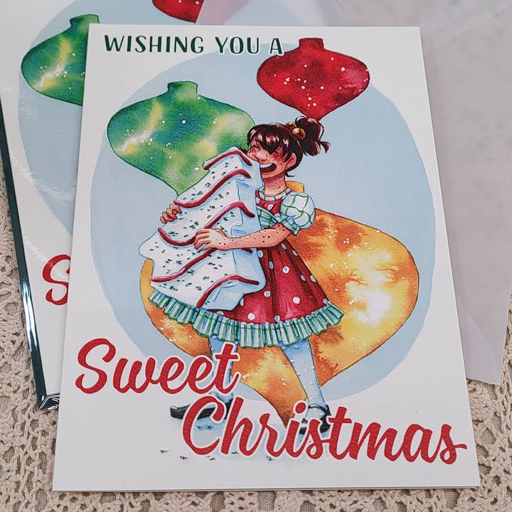 "Weihnachtssüße" 5"x7" Grußkarte mit Umschlag für den Großhandel von Nattosoup Studio