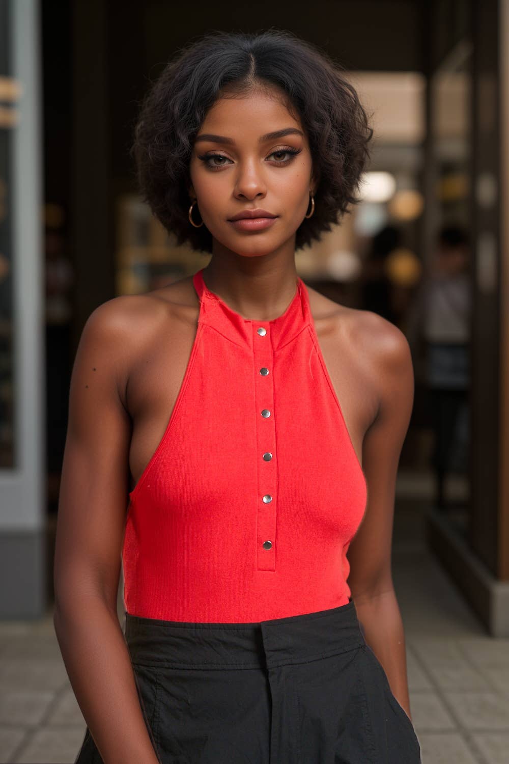 5besties inc - Wholesale One Piece Swimsuit - Women's - HIGH NECK BUTTON UP BODYSUIT5