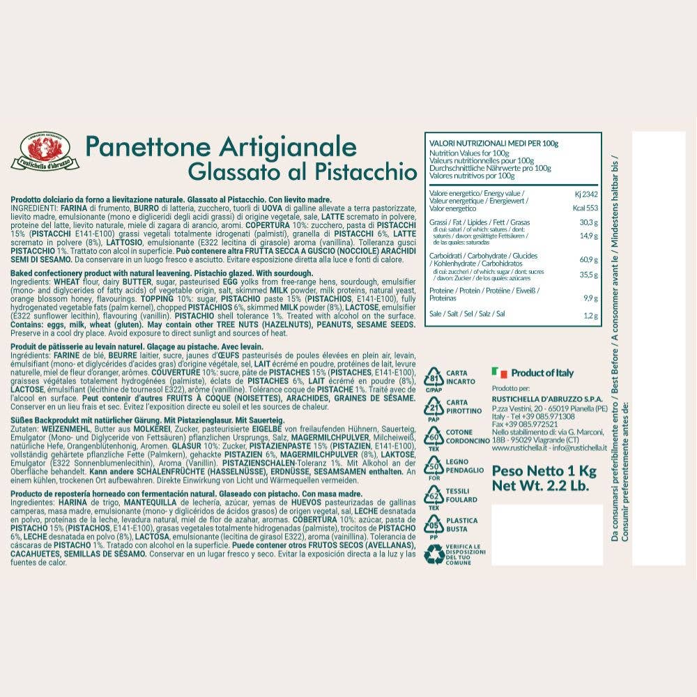Casa Rustichella by Rustichella d'Abruzzo SpA – wholesale Tårta – Panettone med Pistage Limited Edition 1Kg1