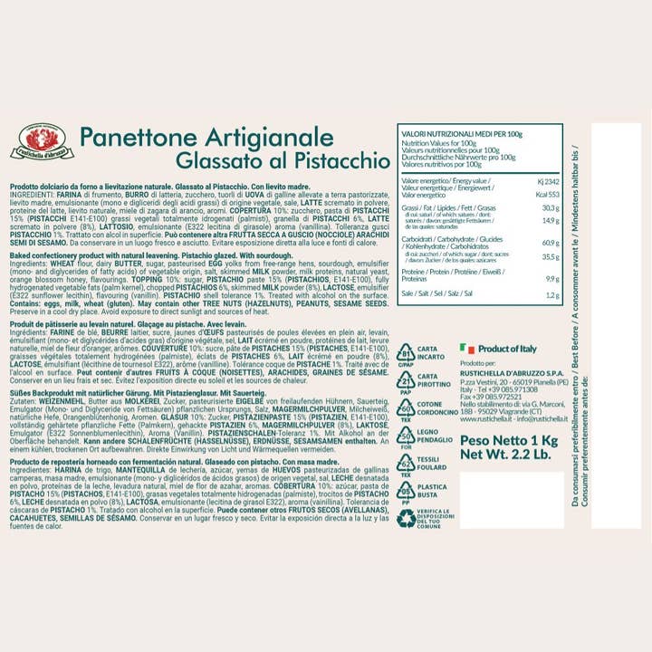 Casa Rustichella by Rustichella d'Abruzzo SpA – wholesale Tårta – Panettone med Pistage Limited Edition 1Kg1
