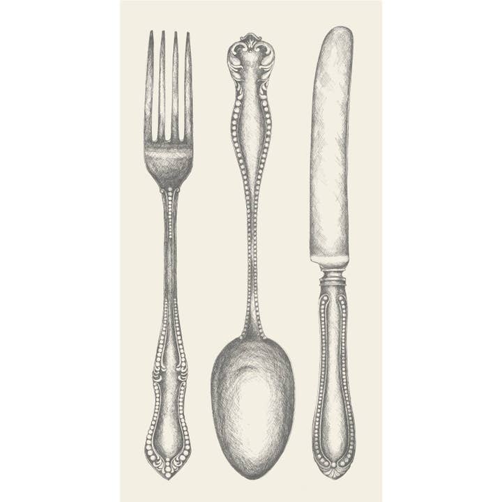 Serviettes d'invité Classic Cutlery - Paquet de 16 pour la vente par Hester & Cook - Stationery
