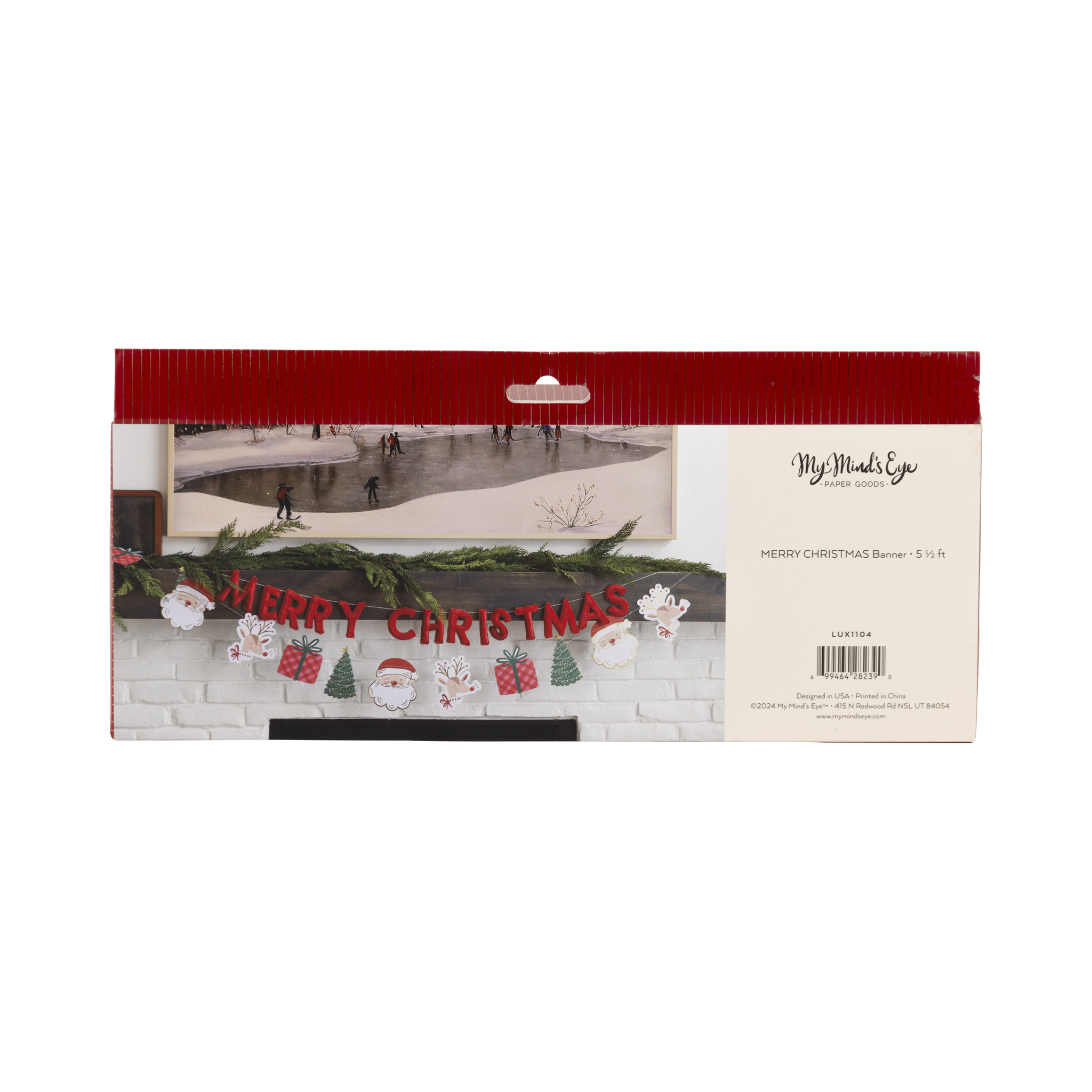 My Mind’s Eye - Vendita all'ingrosso Decorazione natalizia - LUX1104 - Striscione di buon Natale in velluto rosso gonfio5