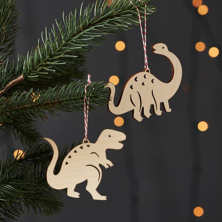 Dinosaur Brontosaurus and T-Rex Ornaments for wholesale by Light + Paper