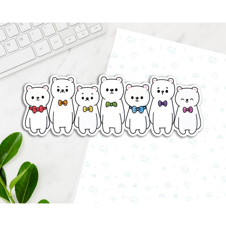 Bears In Bowties Long Sticker for wholesale by FunUsual Suspects