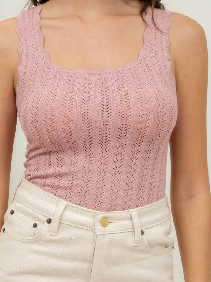 CAMISETA SIN MANGAS DE PUNTO CON BORDE FESTONEADO para venta al por mayor de The Workshop Studio