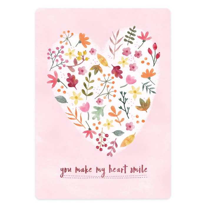 Kort Flowerheart 'you make my heart smile' för wholesale av The Lemonbird