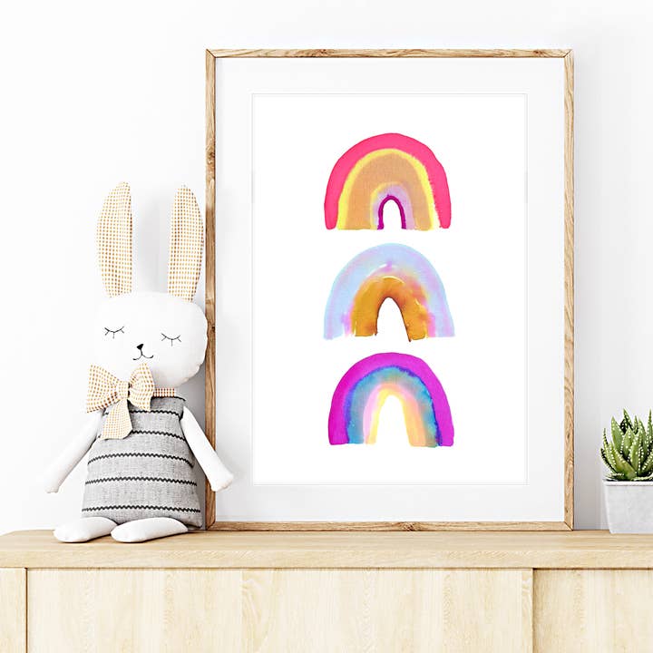 Stacked Rainbows Nursery Art Print for wholesale by Aaryn West