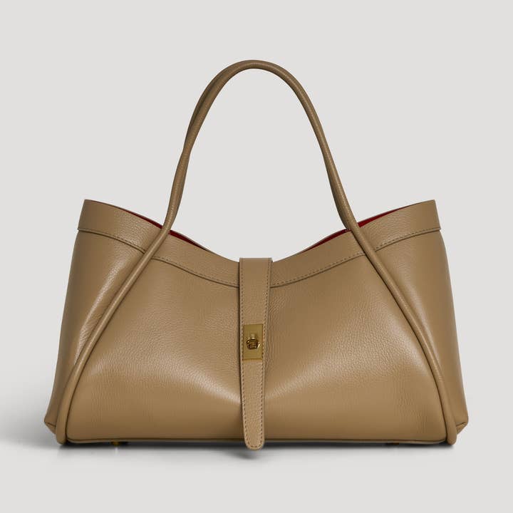 Voemièn – Mala com alça superior – Mulher por atacado – Mala Mayfair em Couro Togo Taupe0