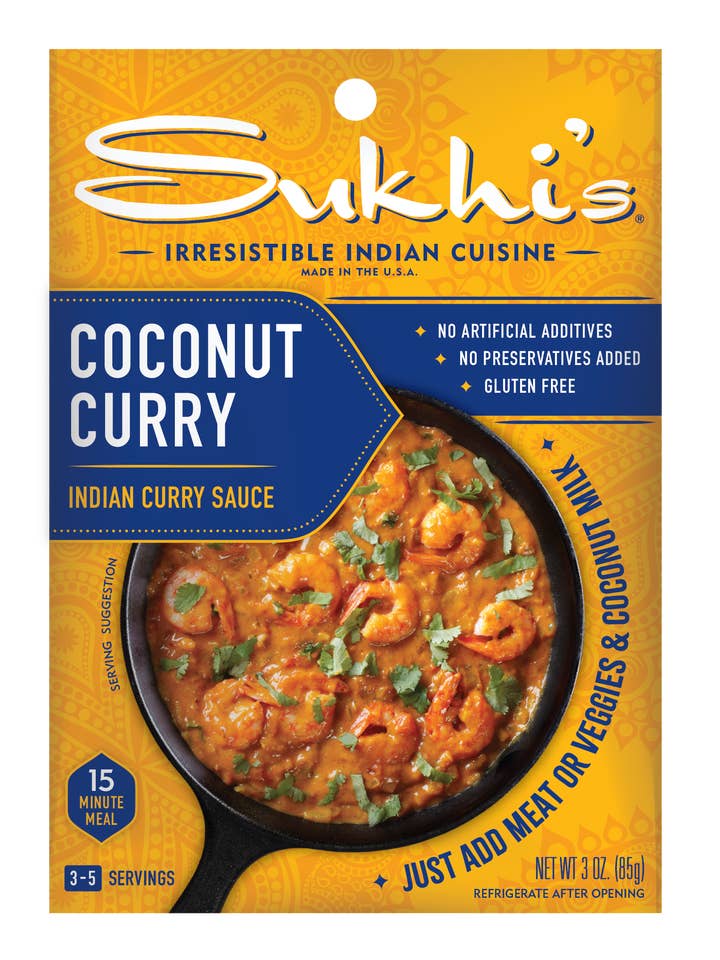 Coconut Curry Indian Curry Sauce 3oz (6 pack) for wholesale by Sukhi's Gourmet Indian Foods