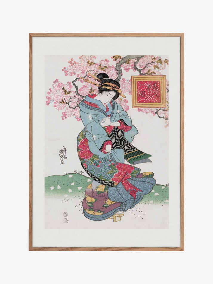Japansk kvinde (1828) Vintage træsnit med kant for engroshandel hos Pictufy Wholesale
