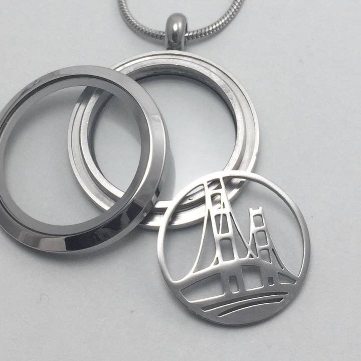 Be Inspired UP - Wholesale Medaillonkettingen - Mackinac Bridge glazen medaillon5