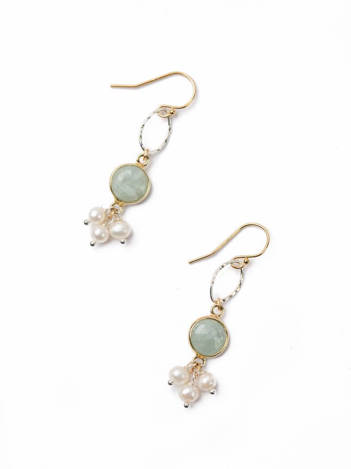 Serenity Freshwater Pearl With Faceted Aquamarine Cluster Ea for wholesale by Anne Vaughan Designs Jewelry