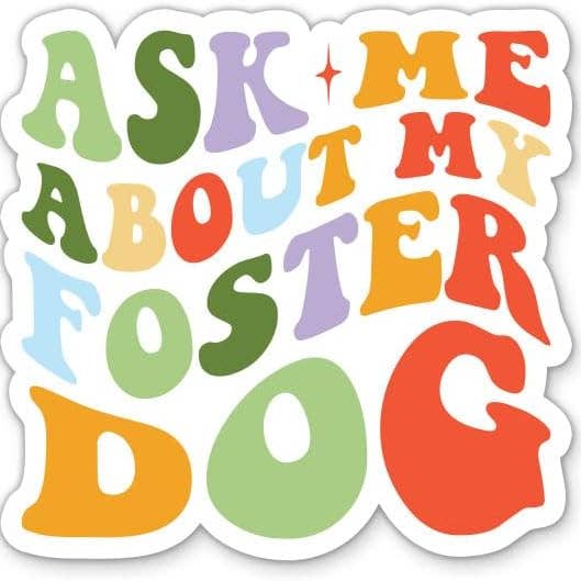 Autocollant imperméable « Demandez-moi à propos de mon chien adoptif » pour la vente par Lyrical River Designs