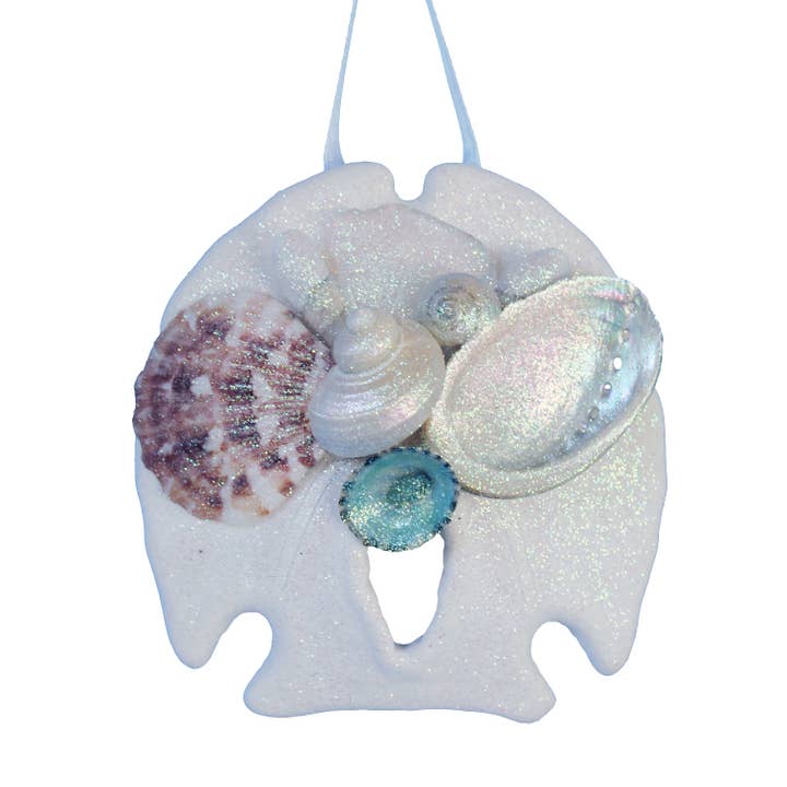 California Seashell Company - Wholesale Ornament - Sea Glass San Dollar Collage Ornament1