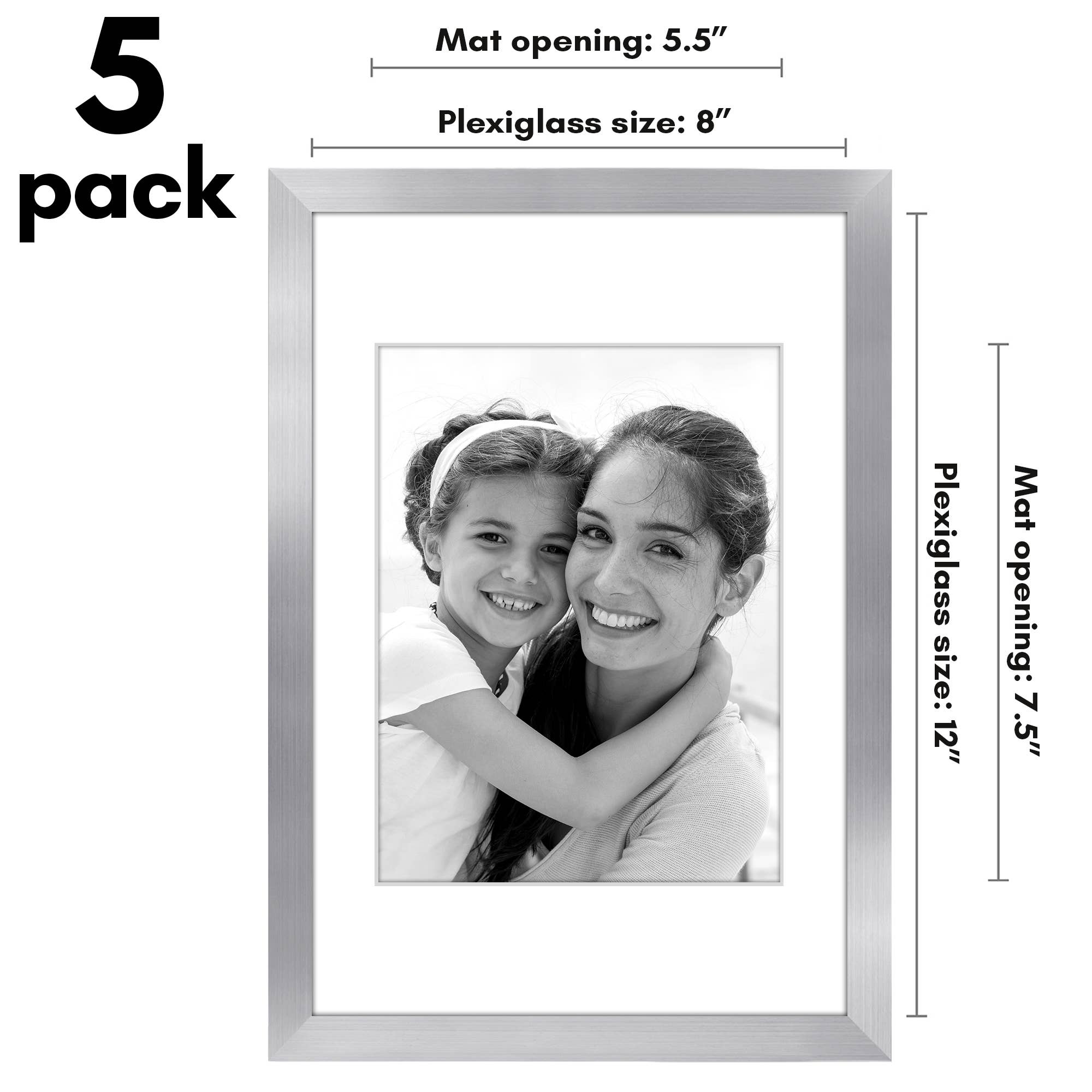 Americanflat - Wholesale Picture Frame - Americanflat 5 Pack Picture Frames With Mat Plexiglass Cover117