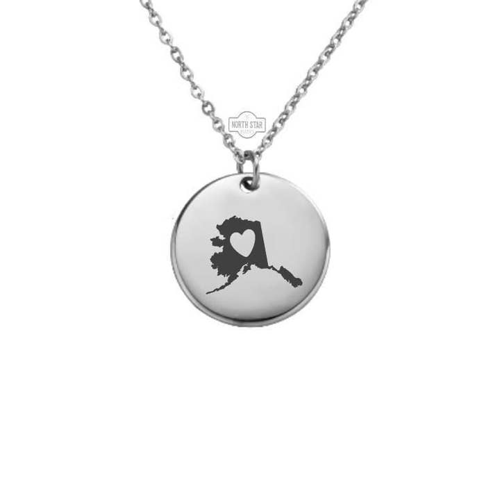 Alaska State Outline Charm Necklace - Personalized Gift for wholesale by North Star Rustics Too