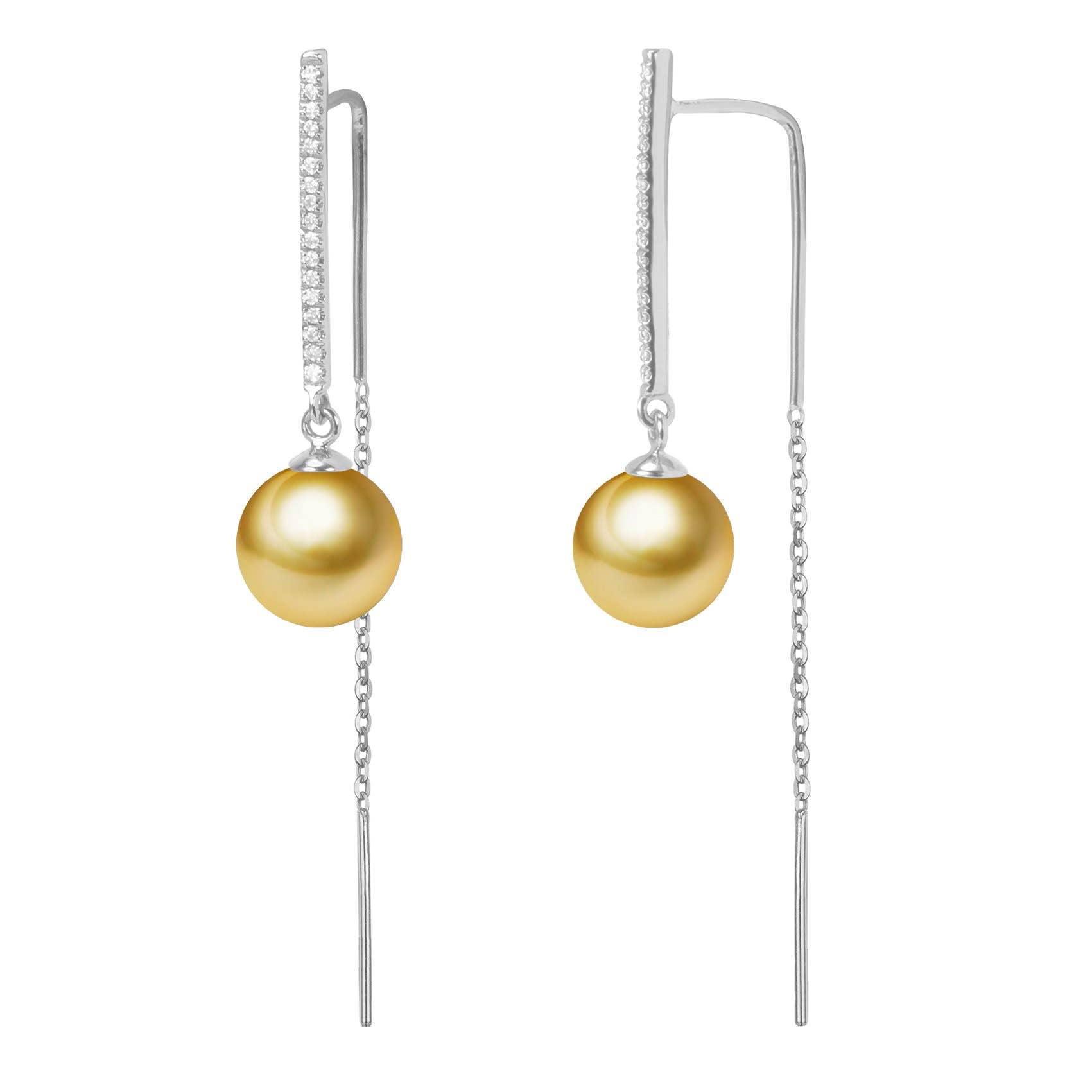 Timeless Pearl - Wholesale Dangle Earrings - G18k Diamonds Edison Pearl Threader Earrings9