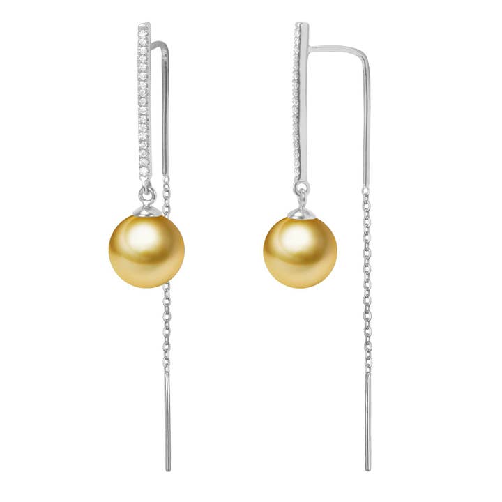 Timeless Pearl - Wholesale Dangle Earrings - G18k Diamonds Edison Pearl Threader Earrings9