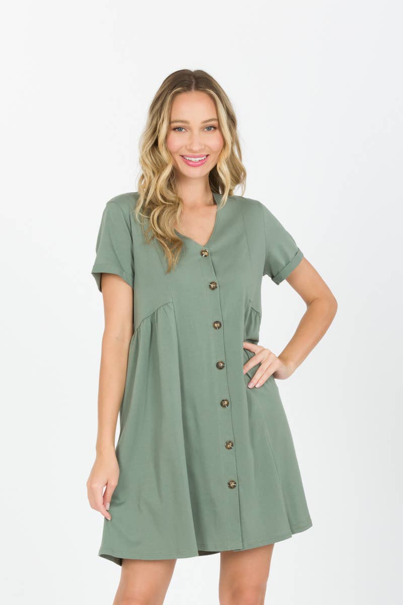 Tres Bien, Inc - Wholesale Dress - Women's - S/S BABYDOLL DRESS WITH BUTTONS6