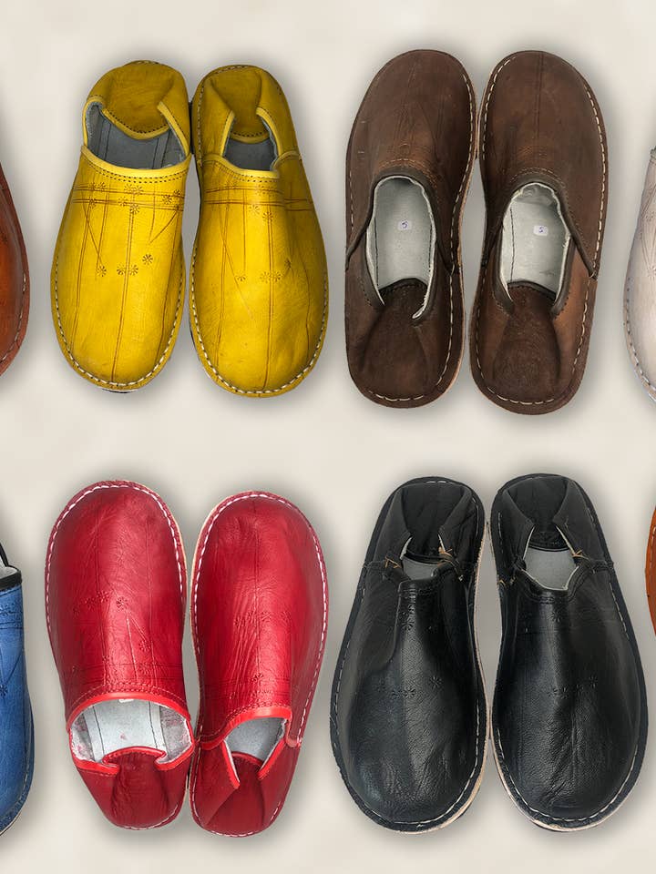 Pantoufles en cuir marocain faites main pour hommes pour la vente par Marrakech Bazaar